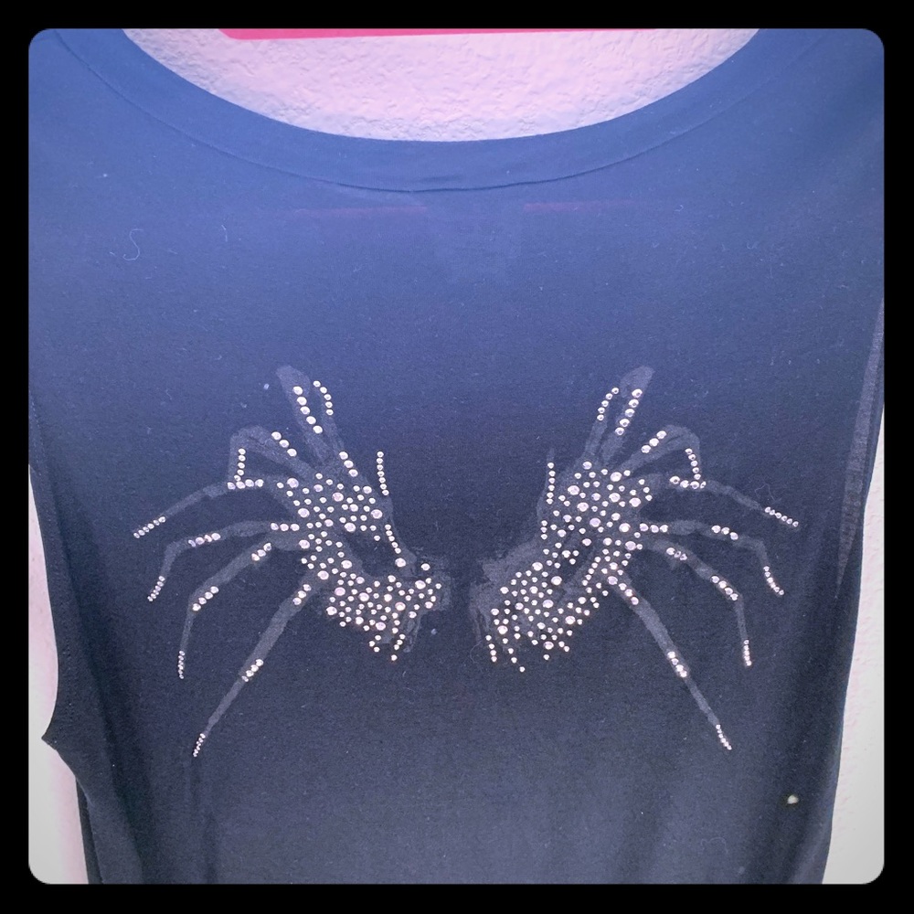 Black embellished Haute Hippie muscle tank